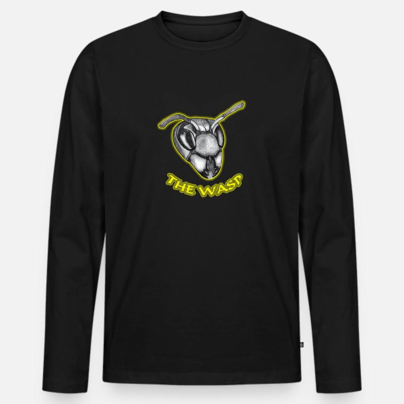 The Wasp Gezeichnet - Männer Premium Bio Langarmshirt - Schwarz
