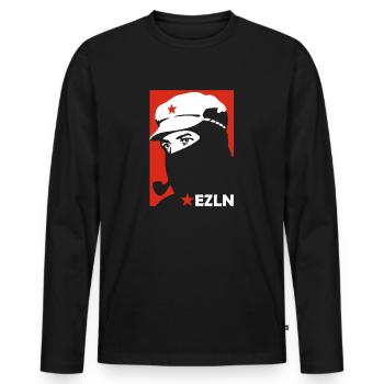 RAHMEN - Männer Premium Bio Langarmshirt - Schwarz - Vorne - Nico (187cm)