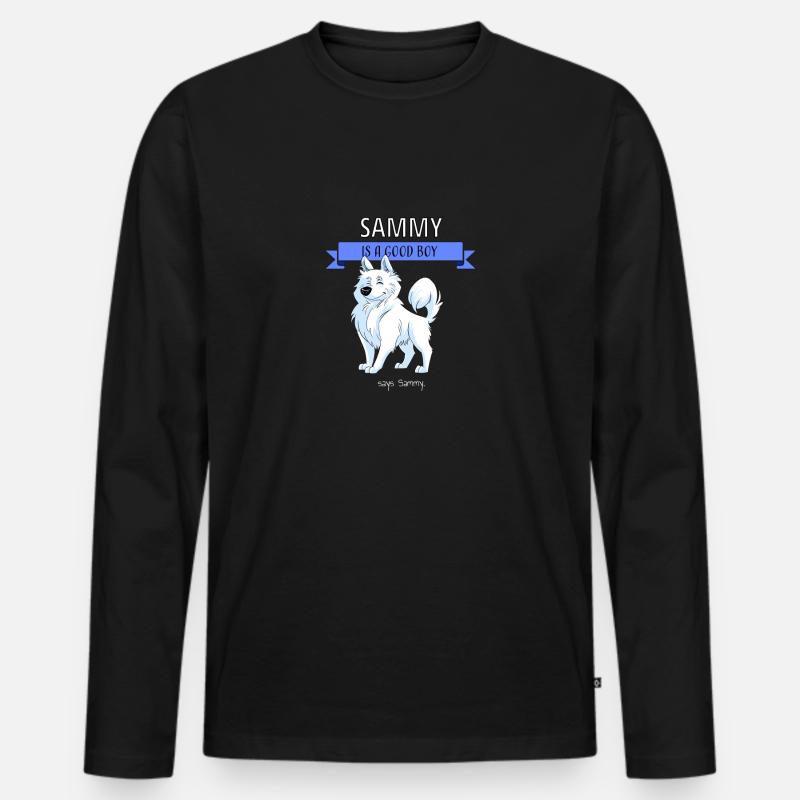 Sammy der Samojede - Männer Premium Bio Langarmshirt - Schwarz