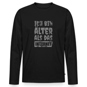 Ich bin so alt - Männer Premium Bio Langarmshirt - Schwarz - Vorne - Nico (187cm)