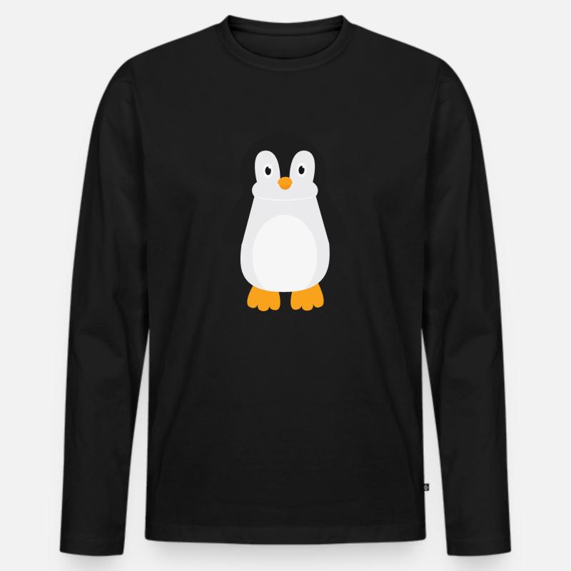 Pinguin - Männer Premium Bio Langarmshirt - Schwarz