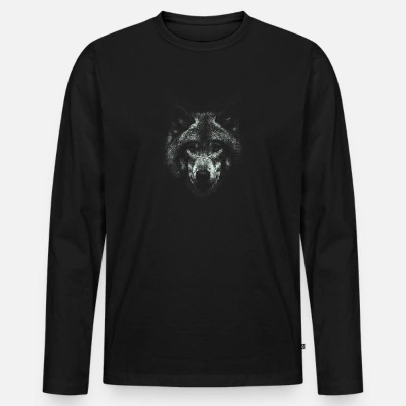 WOLF - Männer Premium Bio Langarmshirt - Schwarz