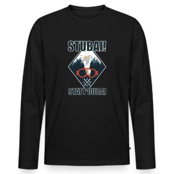 Stubai(tal) statt Dubai - Skifahren Berge Winter - Männer Premium Bio Langarmshirt - Schwarz - Vorne - Nico (187cm)