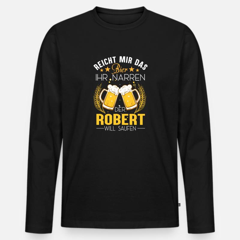 Robert Bier - Männer Premium Bio Langarmshirt - Schwarz