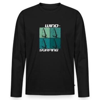 Planche à voile Planche à voile Vagues Eau de vent - T-shirt manches longues Premium bio Homme - noir - Devant - Nico (187cm)