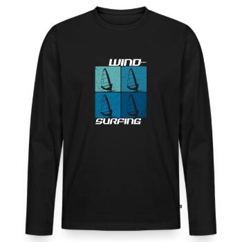 Planche à voile Planche à voile Vagues Eau de vent - T-shirt manches longues Premium bio Homme - noir - Devant - Nico (187cm)