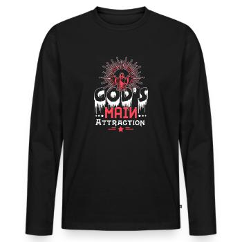 God's main attraction - Men's Premium Organic Long Sleeve Shirt - black - Front - Nico (187cm)