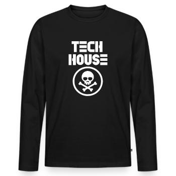 Logo de tech house music - T-shirt manches longues Premium bio Homme - noir - Devant - Nico (187cm)