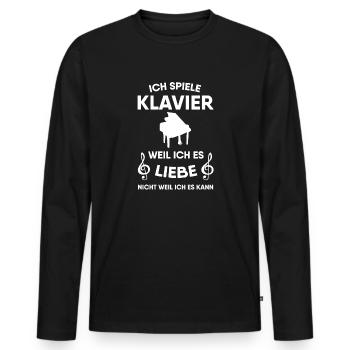 Klavier - Männer Premium Bio Langarmshirt - Schwarz - Vorne - Nico (187cm)