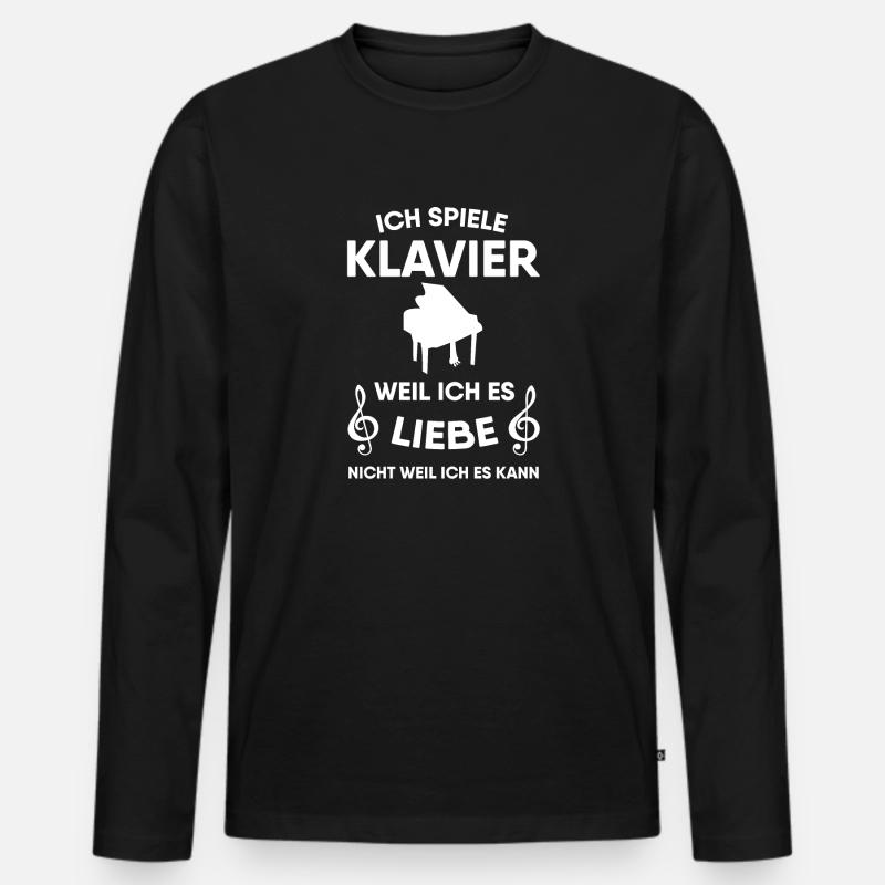 Klavier - Männer Premium Bio Langarmshirt - Schwarz