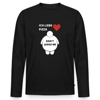 Ich Liebe Pizza schäme mich nicht dicker Bauch DE - Männer Premium Bio Langarmshirt - Schwarz - Vorne - Nico (187cm)