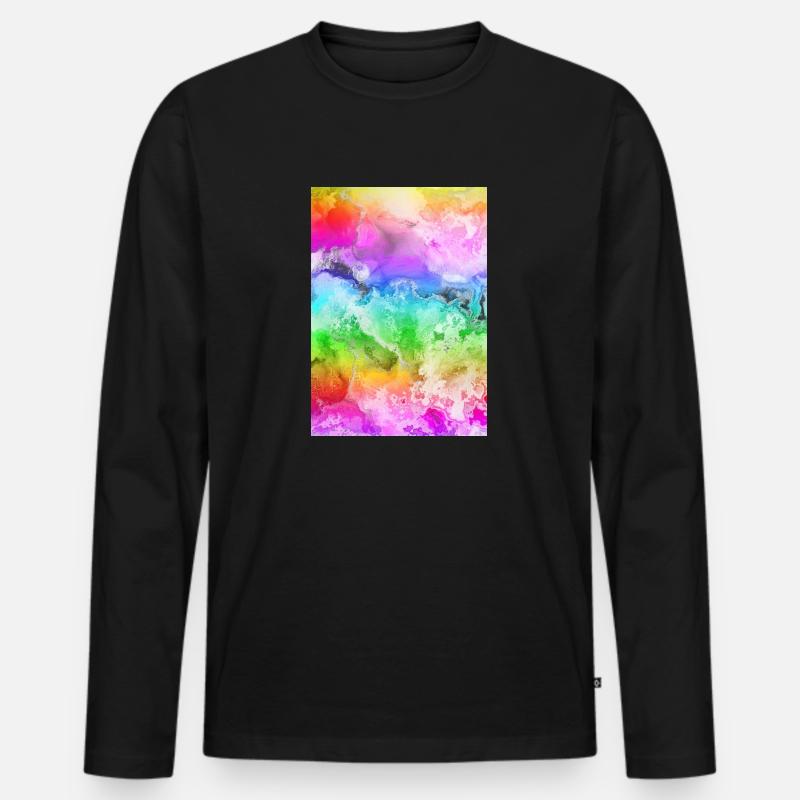 Regenboden Design Frieden - Männer Premium Bio Langarmshirt - Schwarz