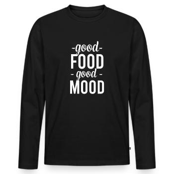 Good Food Good mood - Men's Premium Organic Long Sleeve Shirt - black - Front - Nico (187cm)