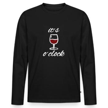 Wine o'clock Lustiges Motiv mit Spruch Wein - Männer Premium Bio Langarmshirt - Schwarz - Vorne - Nico (187cm)