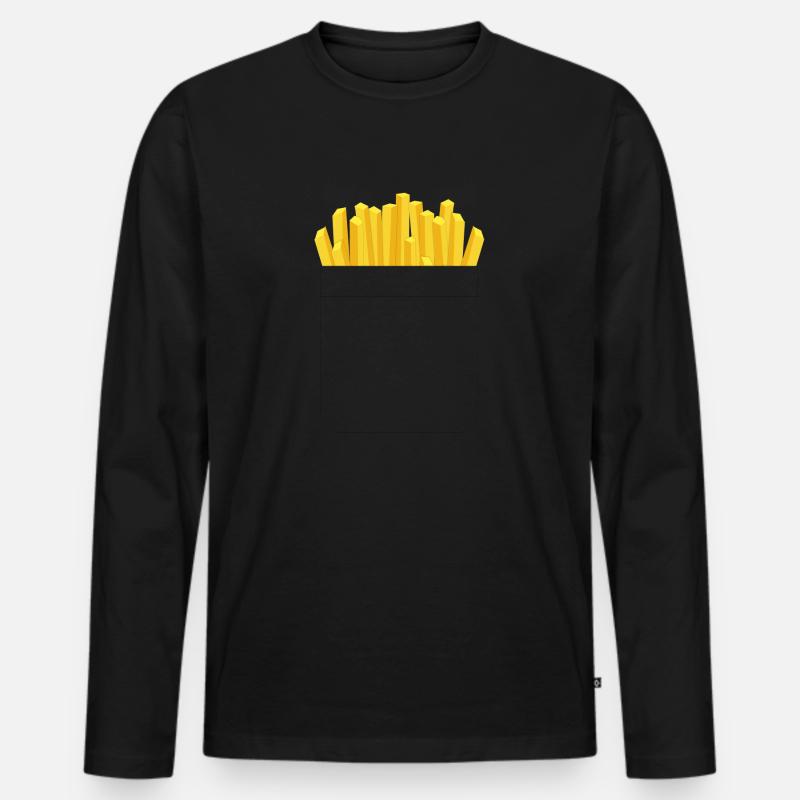 Pommes in der Tasche - Männer Premium Bio Langarmshirt - Schwarz