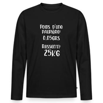 Poids d une paupière - T-shirt manches longues Premium bio Homme - noir - Devant - Nico (187cm)
