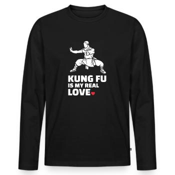 J’adore le Kung Fu - T-shirt manches longues Premium bio Homme - noir - Devant - Nico (187cm)