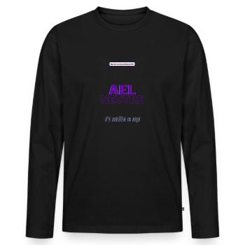 #pronounsarebeautiful ael/neutre - T-shirt manches longues Premium bio Homme - noir - Devant - Nico (187cm)