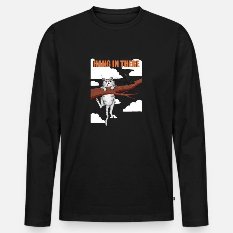 Hang in there 03 - Männer Premium Bio Langarmshirt - Schwarz