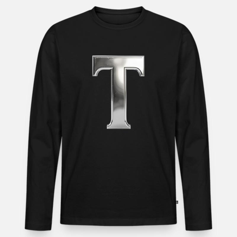 Chrome ,, T " Metallic - Männer Premium Bio Langarmshirt - Schwarz