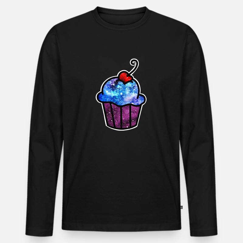 Kosmischer Cupcake - Männer Premium Bio Langarmshirt - Schwarz
