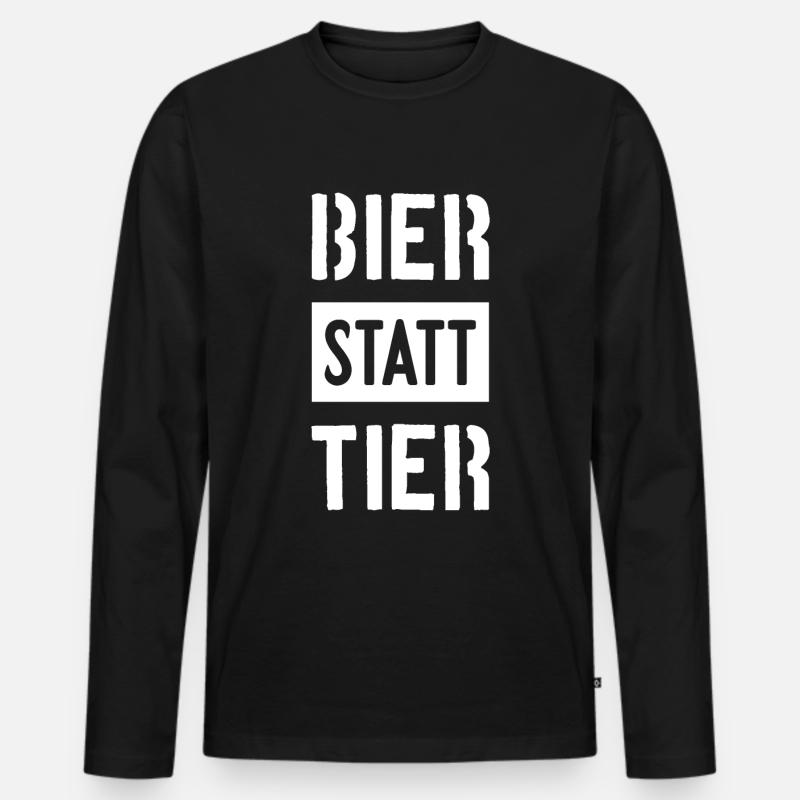 BIER STATT TIER VEGAN - Männer Premium Bio Langarmshirt - Schwarz