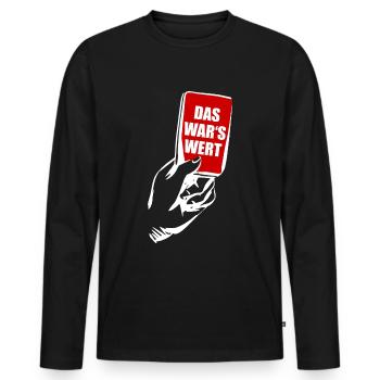 FUSSBALL ROTE KARTE FOUL BLUTGRÄTSCHE - Männer Premium Bio Langarmshirt - Schwarz - Vorne - Nico (187cm)