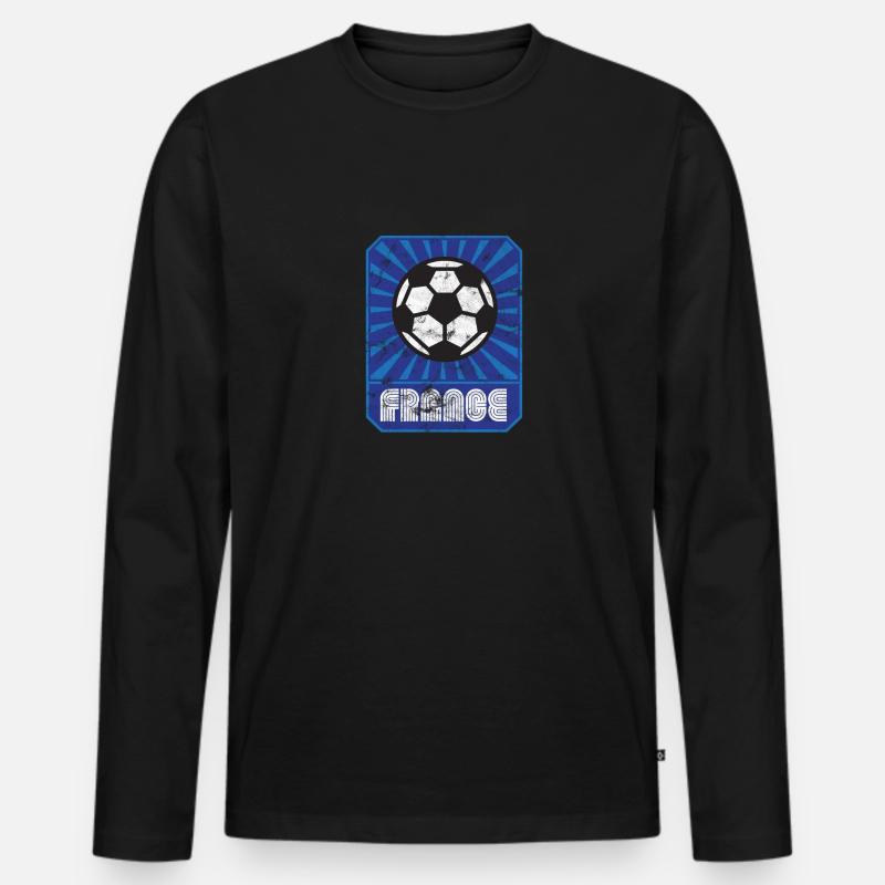 France Team Retro - Männer Premium Bio Langarmshirt - Schwarz