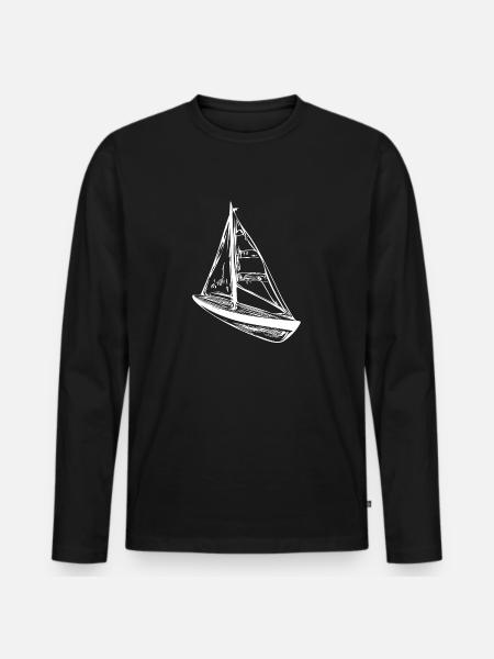 Small sailboat with sails - Men's Premium Organic Long Sleeve Shirt - black