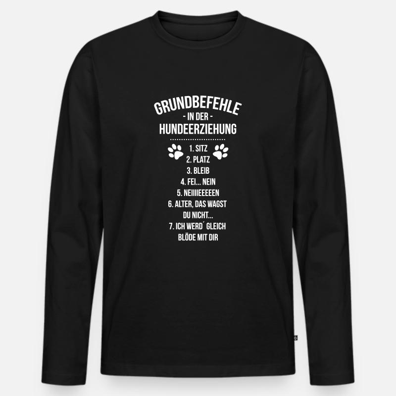 Lustige Befehle Kommandos Hunde - Männer Premium Bio Langarmshirt - Schwarz