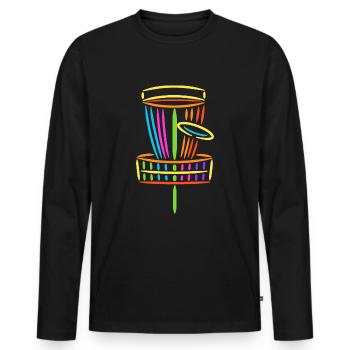 Discgolfer bunt Discgolf Spieler Disc Golf - Männer Premium Bio Langarmshirt - Schwarz - Vorne - Nico (187cm)