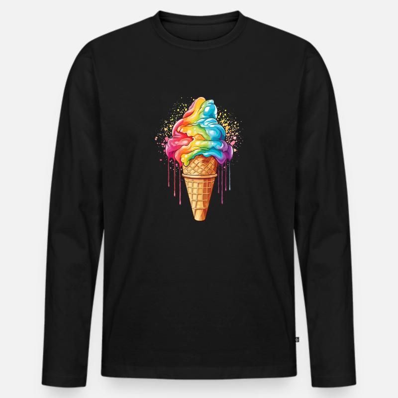lbgtq Eis Regenbogenfarben - Männer Premium Bio Langarmshirt - Schwarz