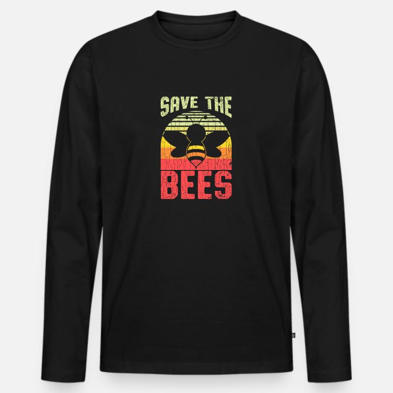 Save the bees - Männer Premium Bio Langarmshirt - Schwarz