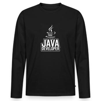 Café Java Developer Coffee - T-shirt manches longues Premium bio Homme - noir - Devant - Nico (187cm)