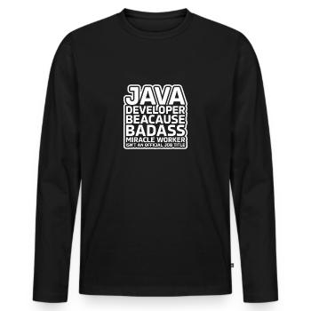 Java Developer Badass - T-shirt manches longues Premium bio Homme - noir - Devant - Nico (187cm)
