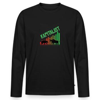 Bourse Actions Capitaliste - T-shirt manches longues Premium bio Homme - noir - Devant - Nico (187cm)