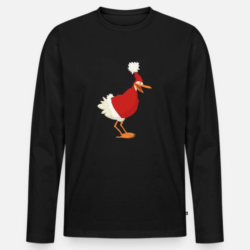 Weihnachtshuhn - Männer Premium Bio Langarmshirt - Schwarz