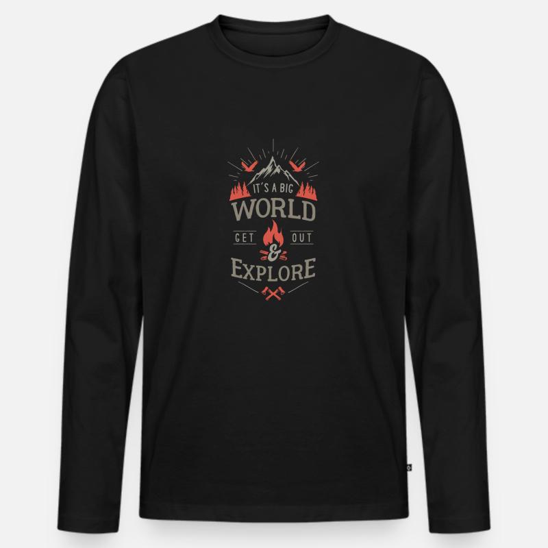 get out & explore - Männer Premium Bio Langarmshirt - Schwarz