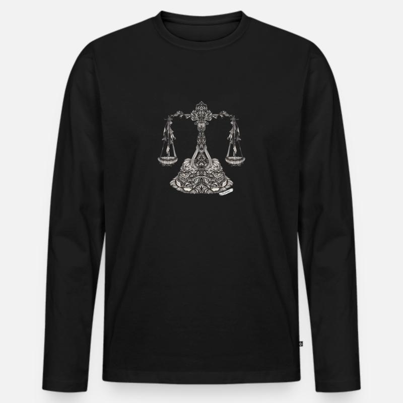 Waage Sternzeichen - Männer Premium Bio Langarmshirt - Schwarz