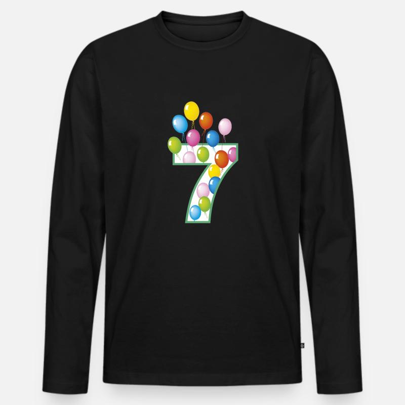 7 siebter Geburtstag Shirt - Männer Premium Bio Langarmshirt - Schwarz