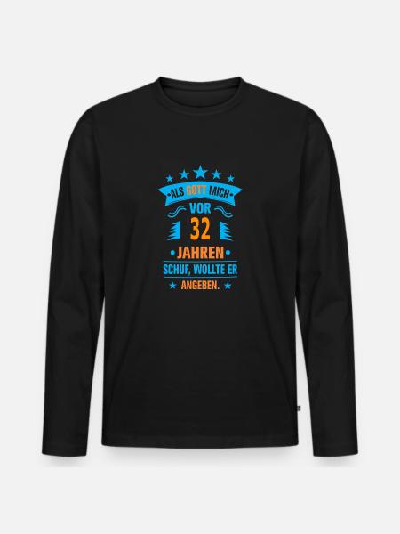 32 - Männer Premium Bio Langarmshirt - Schwarz