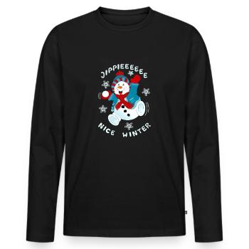 Snowman - Men's Premium Organic Long Sleeve Shirt - black - Front - Nico (187cm)