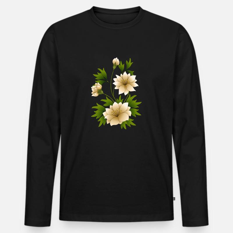 Blumen - Männer Premium Bio Langarmshirt - Schwarz