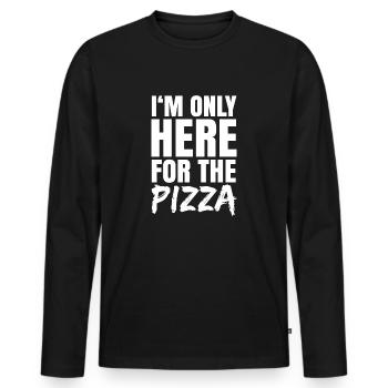 Je ne suis là que pour la pizza - Amoureux de la pizza - T-shirt manches longues Premium bio Homme - noir - Devant - Nico (187cm)