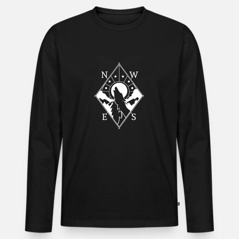 Wolf - Männer Premium Bio Langarmshirt - Schwarz