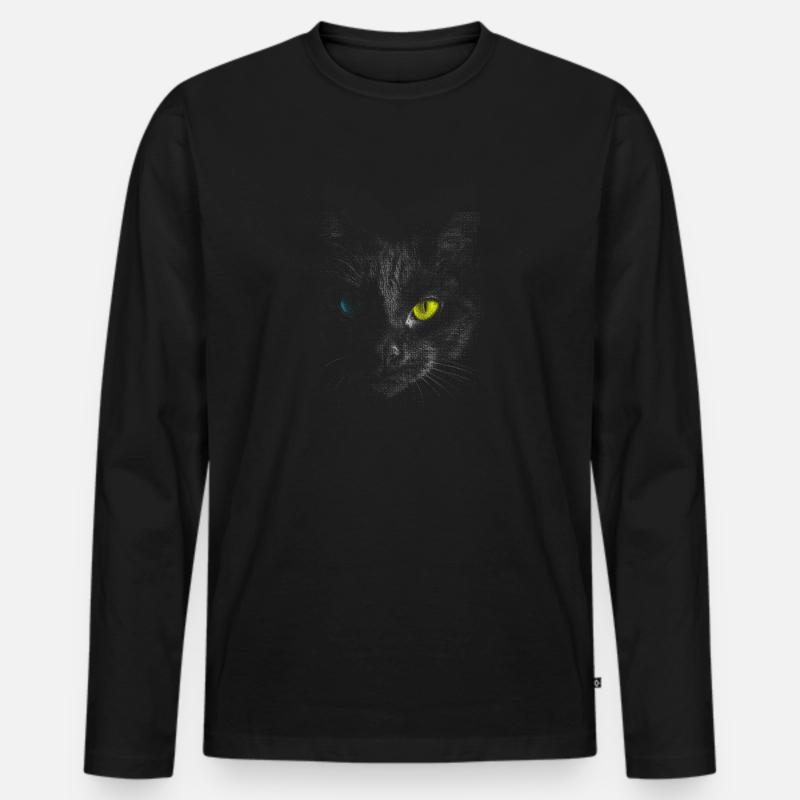 Schwarze Katze - Männer Premium Bio Langarmshirt - Schwarz