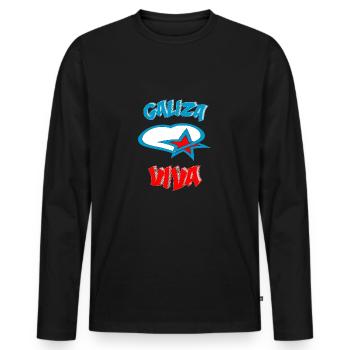 Galiza Viva 2022 - T-shirt manches longues Premium bio Homme - noir - Devant - Nico (187cm)