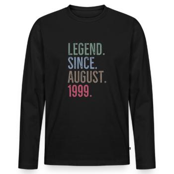 Legende seit August 1999 - Männer Premium Bio Langarmshirt - Schwarz - Vorne - Nico (187cm)