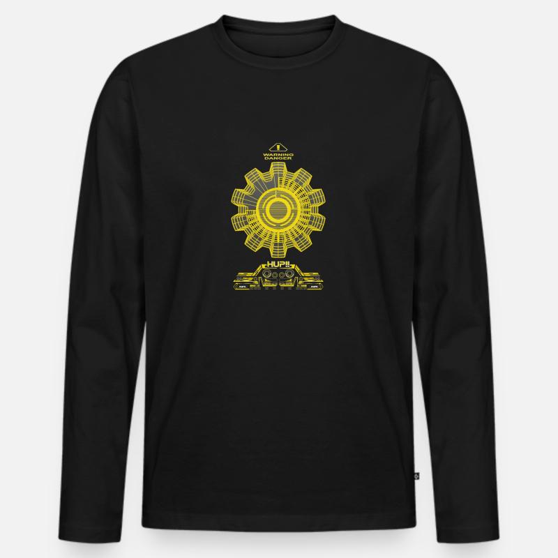Warning Danger science fiction - Männer Premium Bio Langarmshirt - Schwarz