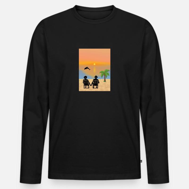 Urlaub - Männer Premium Bio Langarmshirt - Schwarz